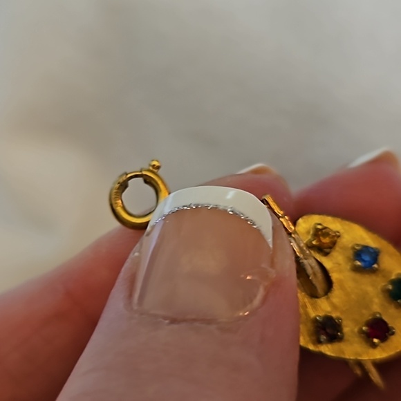 VTG MONET 1960s Artist Pallette Rainbow Crystal Charm - Picture 5 of 5